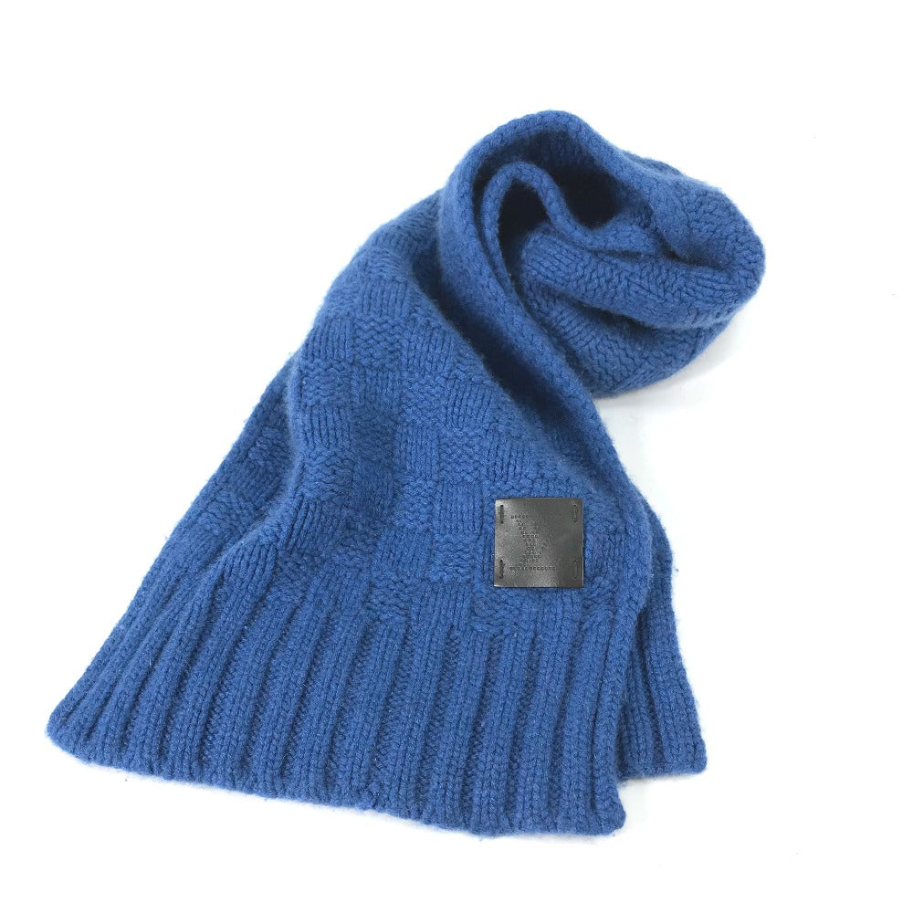 LOUIS VUITTON M75339 Echarpe Helsinki Leather Tag Cashmere Scarf Men's Blue