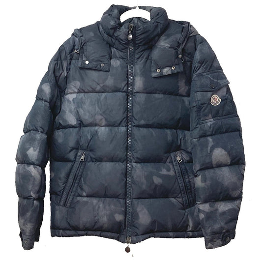 MONCLER 53214 Camouflage MAYA Hooded Down Jacket for Men, Gray
