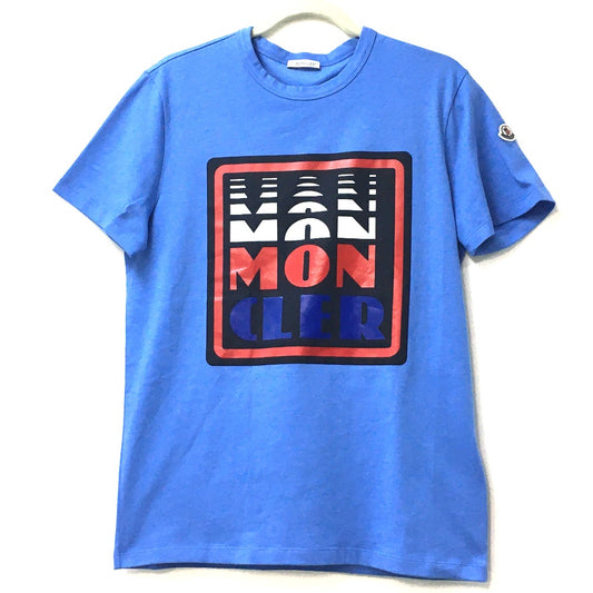 MONCLER 0918C710108390T 日本未入荷カラー マグリア アパレル プリント 半袖Tシャツ コットン レディース ライトブルー