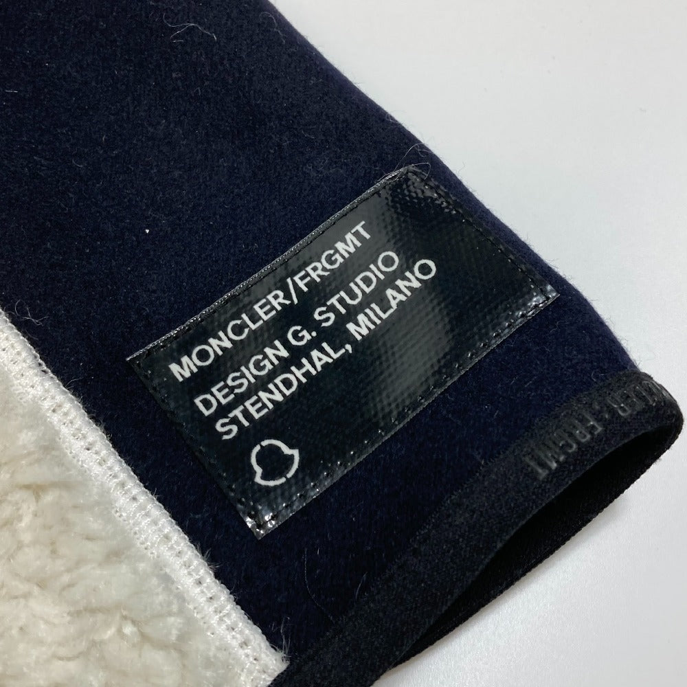MONCLER Men's White Long Sleeve Jacket with Logo, Size 7, Moncler Frgmt Hiroshi Fujiwara Collection, Off-White, Zip-Up Boa, Polyester