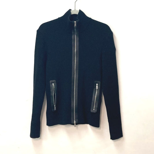 MONCLER Men's Midweight Wool Zip-Up Jacket in Black