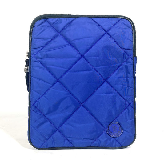 MONCLER ロゴ タブレットケース クラッチバッグ ポーチ ナイロン ユニセックス ブルー - brandshop-reference