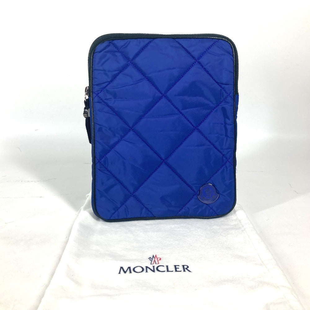 MONCLER Logo Tablet Case Clutch Bag Pouch Nylon Unisex Blue