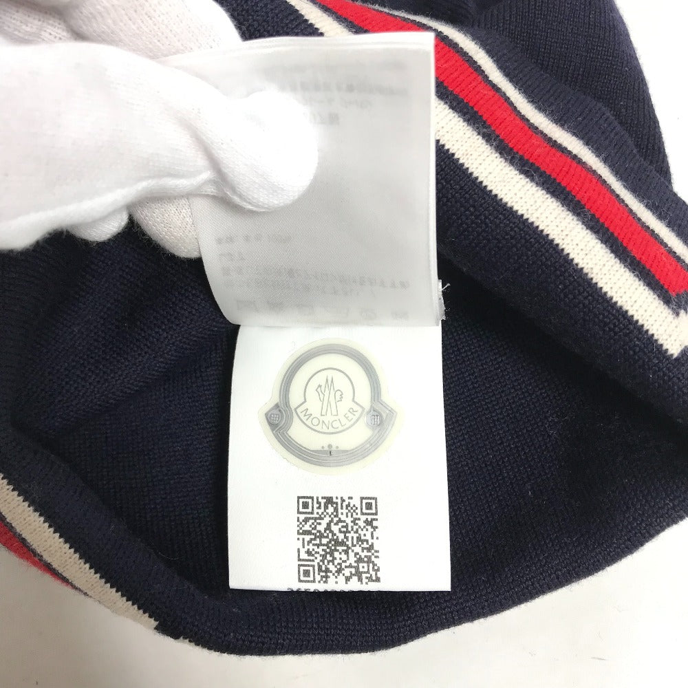 MONCLER ロゴ ビーニー 帽子 ニット帽 ニットキャップ ニット帽 ウール レディース ネイビー - brandshop-reference