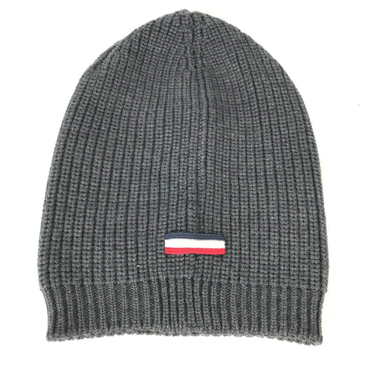 MONCLER ガムブルー GAMME BLEU ロゴ ビーニー 帽子 ニット帽 ニットキャップ ニット帽 ウール メンズ グレー - brandshop-reference