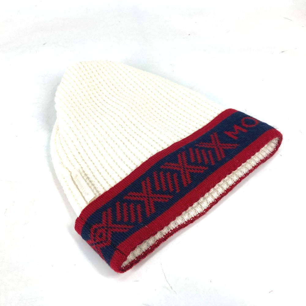 MONCLER ロゴ ビーニー 帽子 ニット帽 ニットキャップ アパレル小物 ニット帽 ウール キッズ ホワイト - brandshop-reference