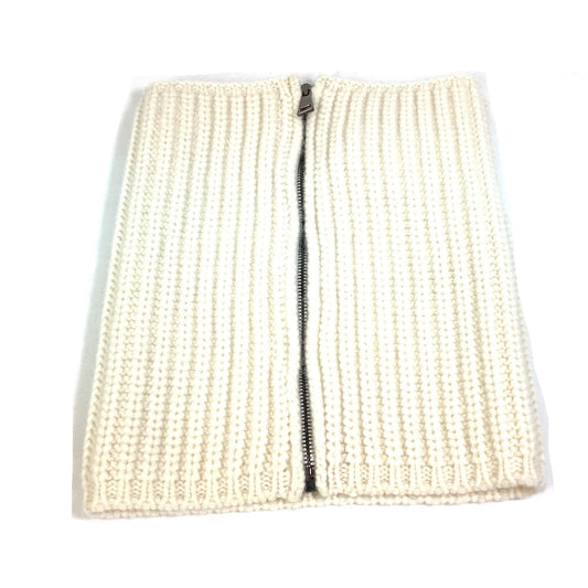 MONCLER マフラー ジップアップ COLLO ニット マフラー ウール レディース ホワイト