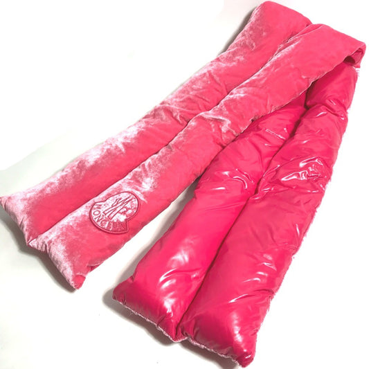 MONCLER ダウン ベロア ロゴ アクセサリー マフラー レーヨン レディース ピンク