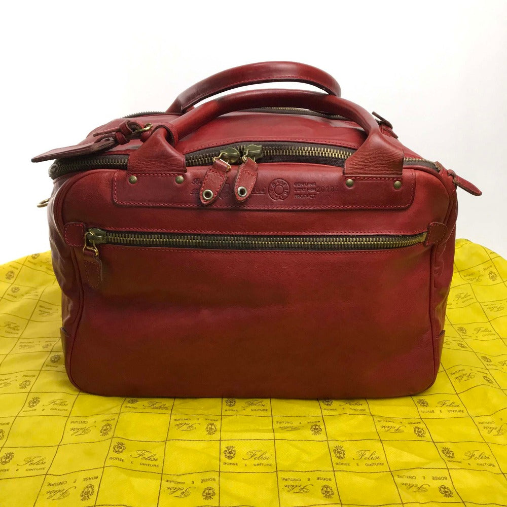 Felisi 2-Way Leather Boston Bag for Men, Red