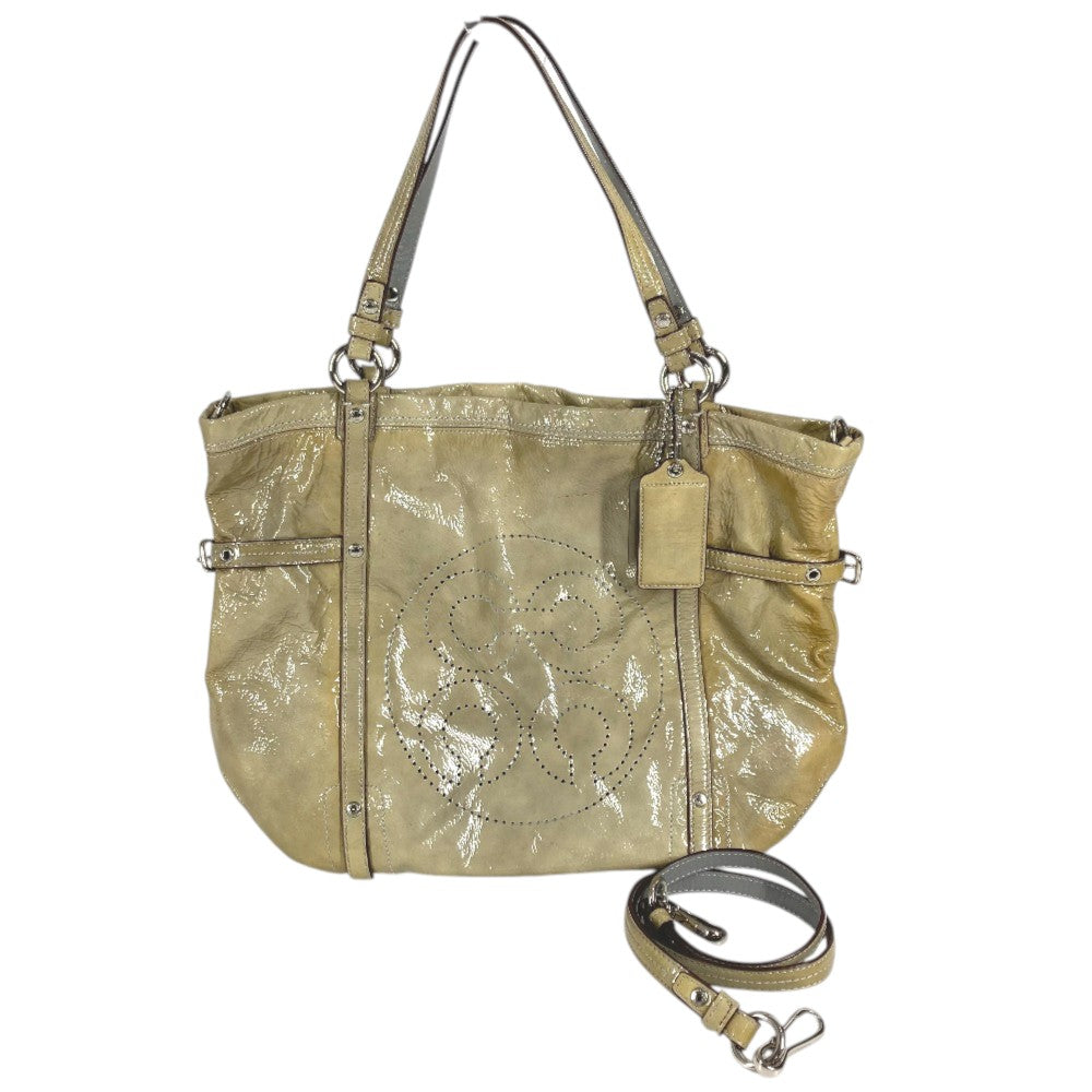 COACH 17065 Patent Andy Cinchid Bag Shoulder Bag Tote Bag Shoulder Bag Patent Leather Gray Based Used