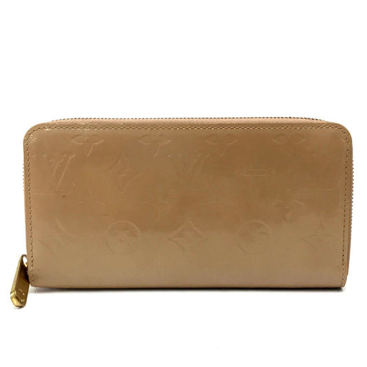 LOUIS VUITTON M91470 Vernis Zippy Wallet, Round Zip Long Wallet, Patent Leather, Women's, Noisette Beige