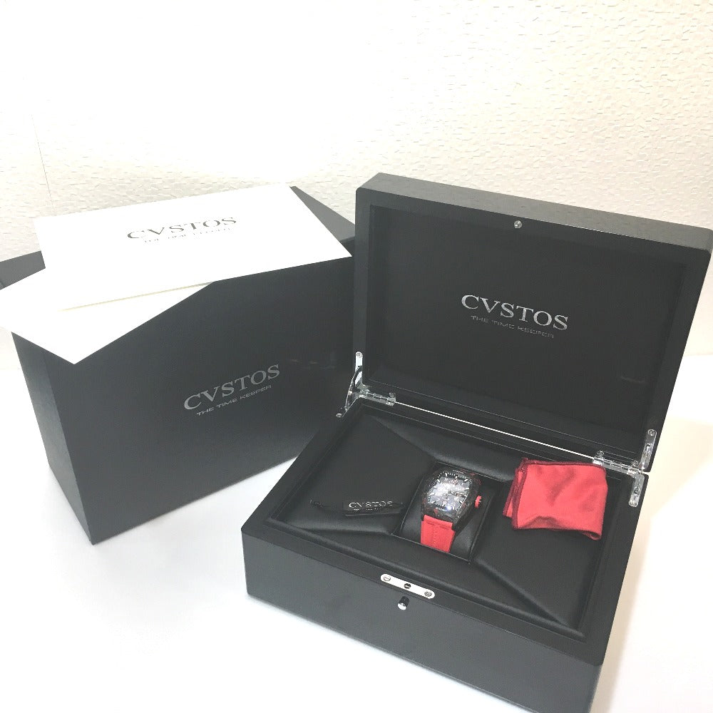 CVSTOS CVT-JET2-SL-RED FGDC Skeleton Challenge Jetliner II Automatic Watch, Carbon Fiber, Men's, Black