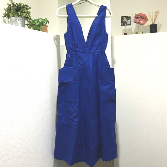 LE CIEL BLEU 20S65628 Jumper Skirt Lotus Linen Dress, Women's, Blue