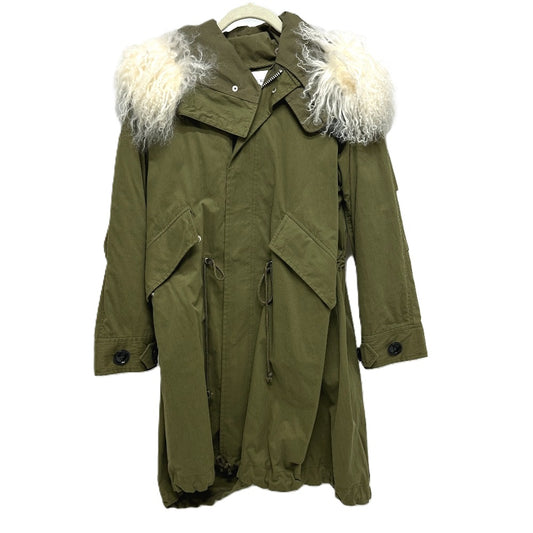 LE CIEL BLEU 18A69409 ロングコート 取り外しフード モードコート ファーコート コットン レディース カーキ - brandshop-reference