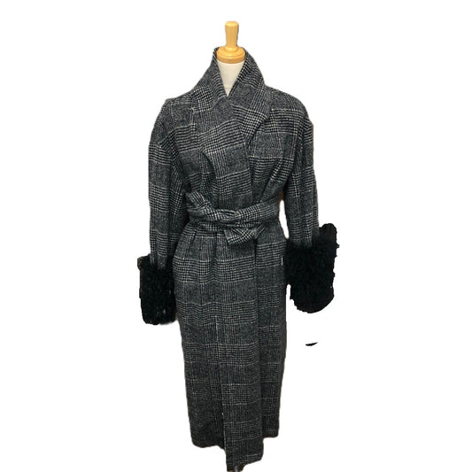 LE CIEL BLEU 19A69402 チェック ガウン コート ロングコート アパレル ロングコート ウール レディース グレー - brandshop-reference