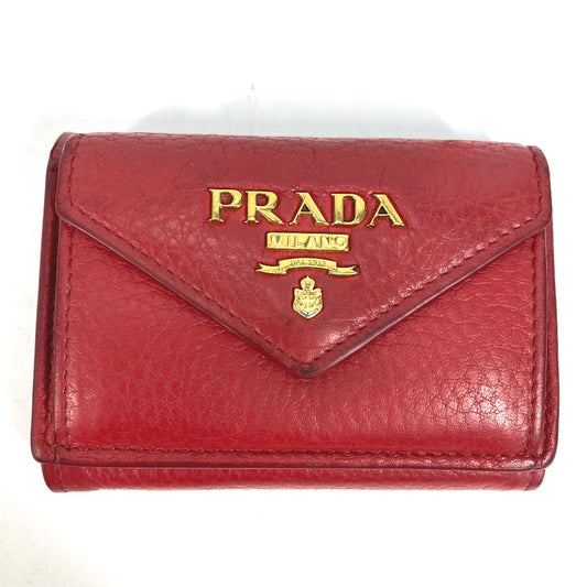 PRADA 1MH021 ロゴ コンパクト財布 3つ折り財布 レザー レディース - brandshop-reference