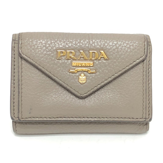 Prada 1mh021 logo dompet dompet dompet mini dompet dompet mini dompet trifold dompet kulit wanita beige