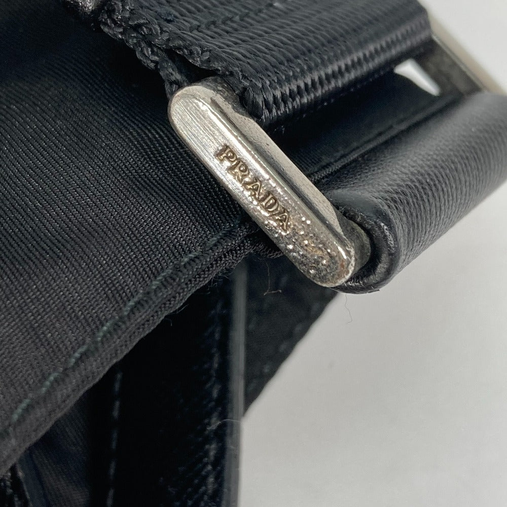 PRADA Triangle Logo Flat Shoulder Bag in Nylon, Black