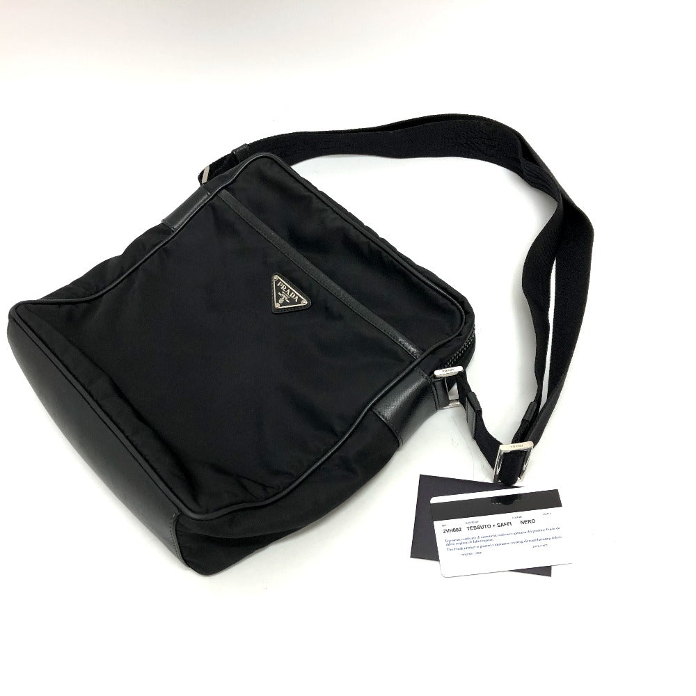 PRADA 2VH002 Re-Nylon Triangle Logo Crossbody Shoulder Bag, Nylon, Women's, Black