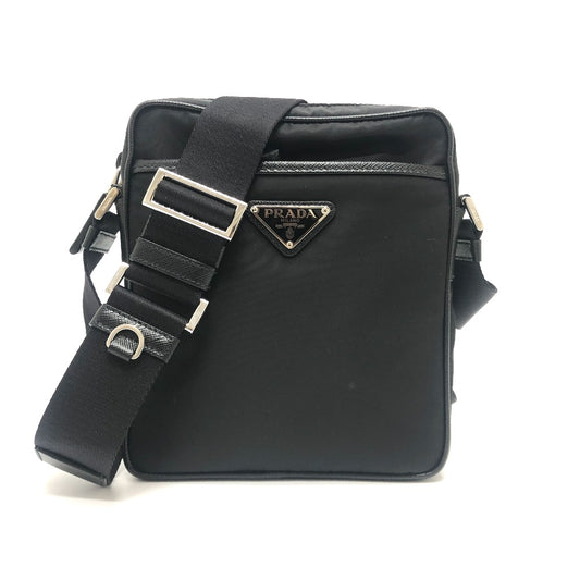 PRADA 2VH112 Re-Nylon Saffiano トライアングルプレート カバン 斜めがけ ショルダーバッグ ナイロン ユニセックス ブラック