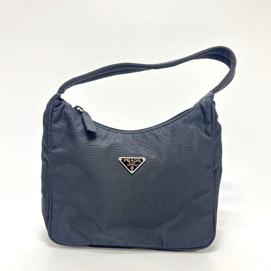 PRADA MV515 กระเป๋าสะพายไหล่ผู้หญิง ไนลอน สีดำ โลโก้สามเหลี่ยม เพลทสามเหลี่ยม ทรงโฮโบ