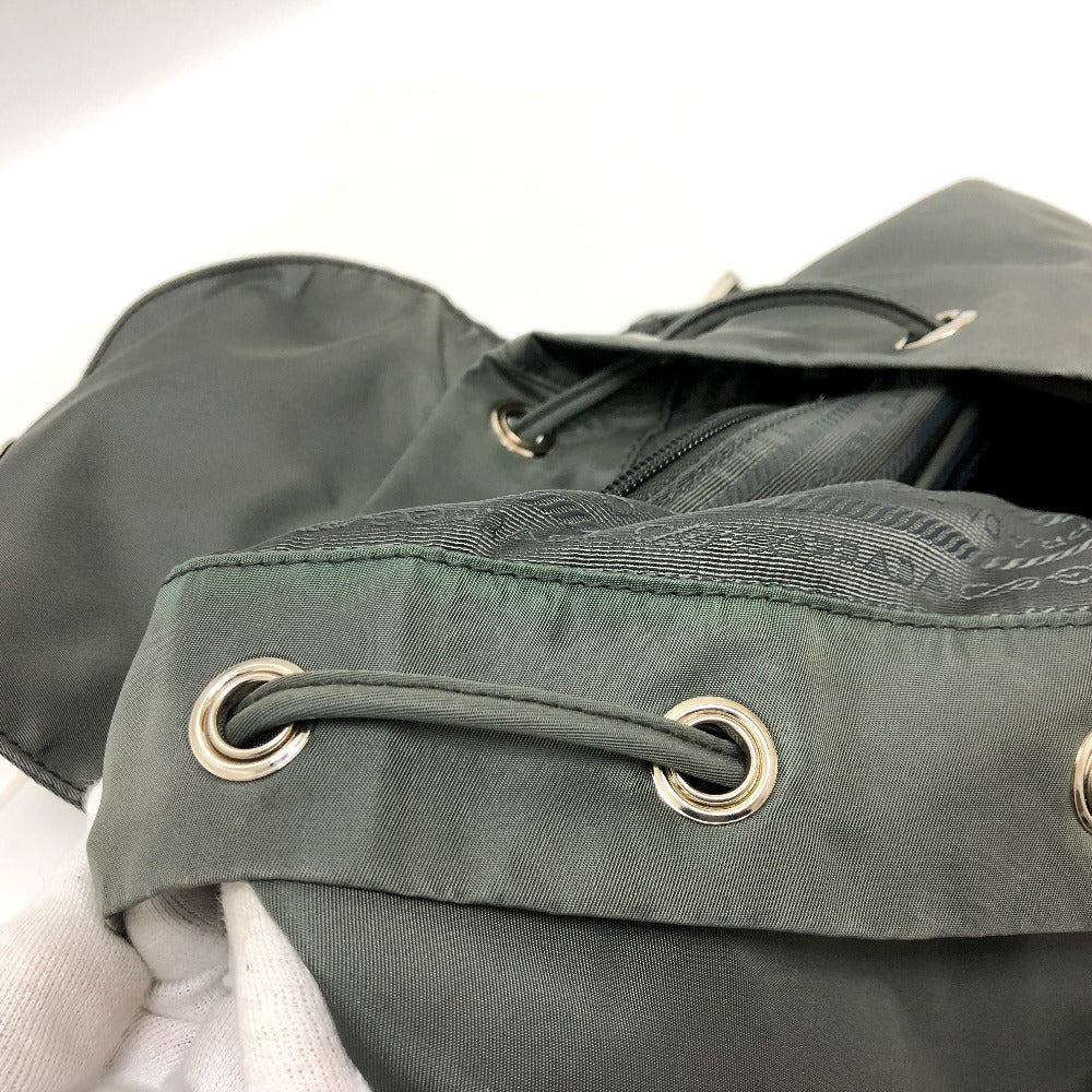 PRADA BZ0032 Triangle Logo Backpack, Leather, Women's, Gray
