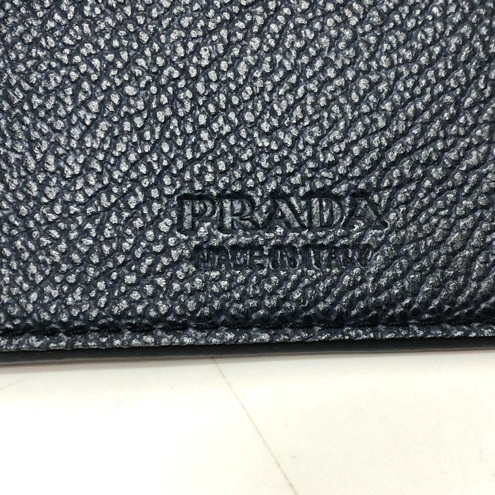 PRADA 2MV015 Vitello Microgray Long Wallet, Bifold Leather, Women's, Blue