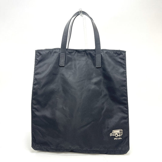 PRADA VA905A Logo Car Motif Bag Tote Bag Nylon Women's Black