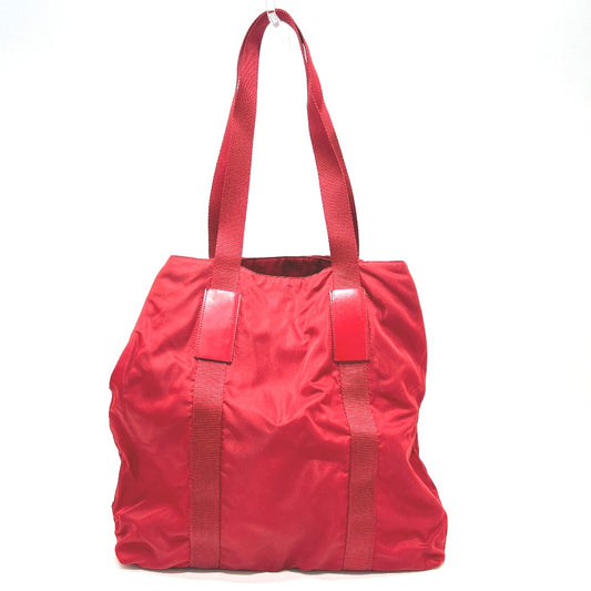PRADA ทรงสามเหลี่ยม กระเป๋าถือ กระเป๋าสะพายข้าง กระเป๋าผ้าไนลอน สีแดง สำหรับผู้หญิง
