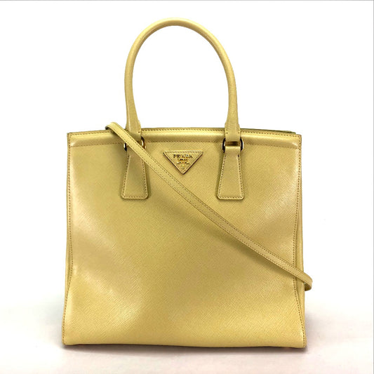 PRADA B2411M Shoulder Bag/Handbag, 2-Way, Saffiano Leather, Women's, Yellow