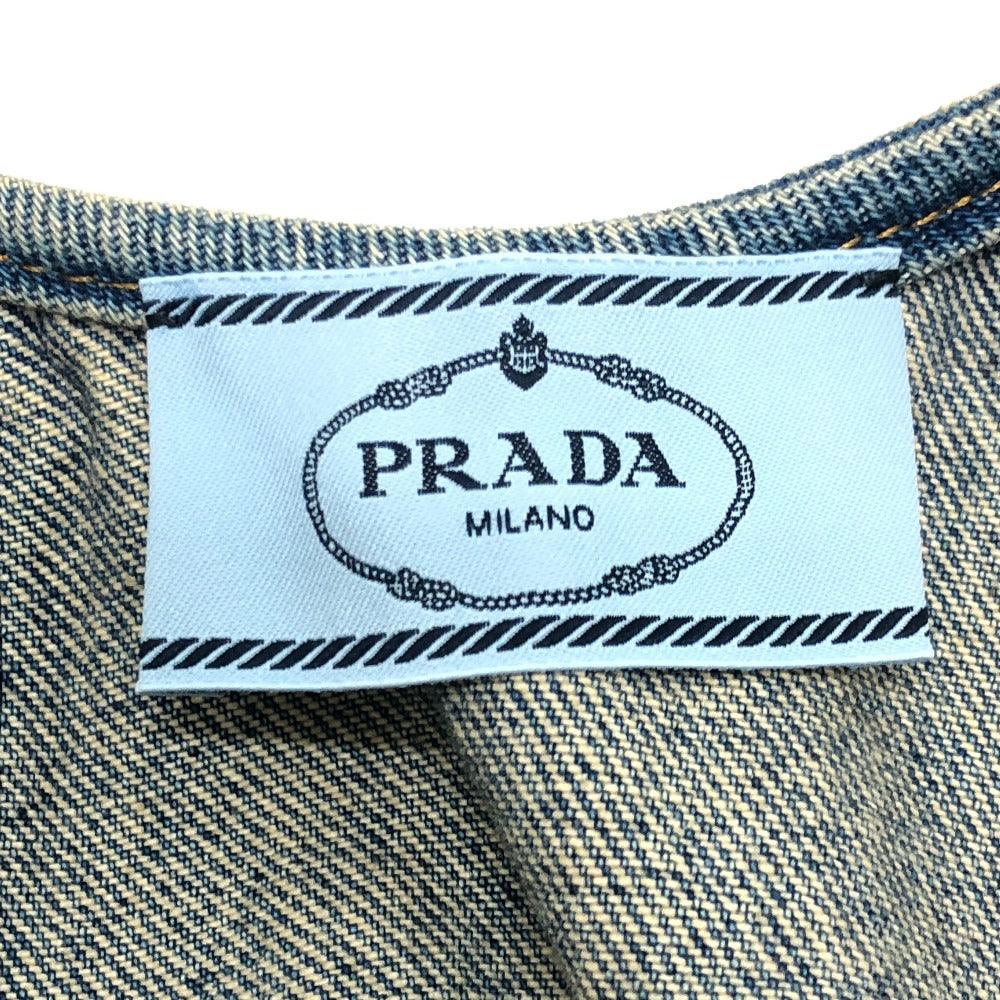 PRADA GFA135 triangle plate Apparel: Distressed denim jumper dress Dress cotton blue Used