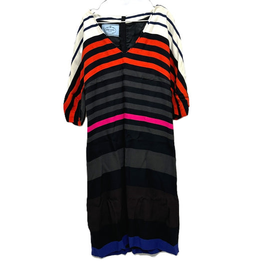 PRADA Apparel Striped Short Sleeve Dress for Women in Multicolor