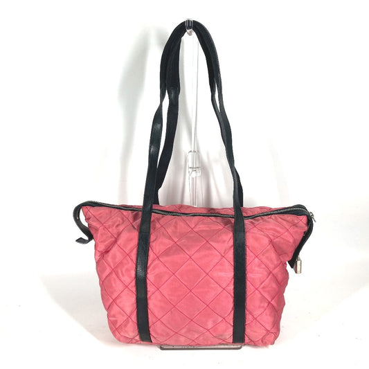 PRADA トライアングルロゴ 三角ロゴ プレート ロゴ キルティング バイカラー ショルダーバッグ 肩掛け カバン トートバッグ ナイロン レディース - brandshop-reference