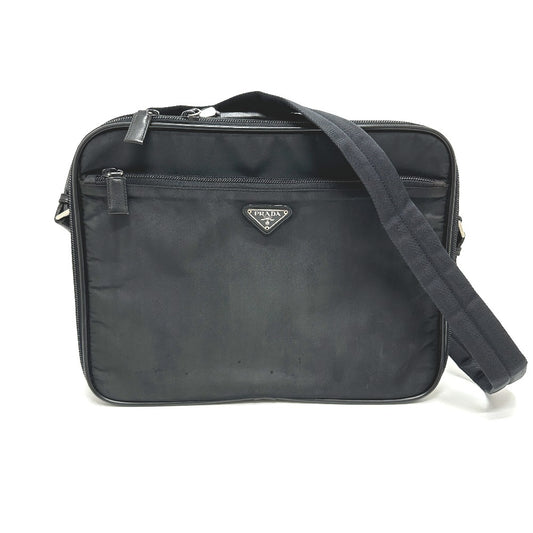 PRADA V147S Triangle Plate 2WAY Bag Shoulder Bag Briefcase Business Bag Nylon Unisex Black