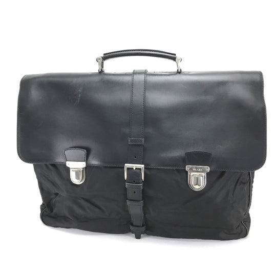 PRADA V122 vintage bag business bag Hand Bag Nylon / Leather Black Used