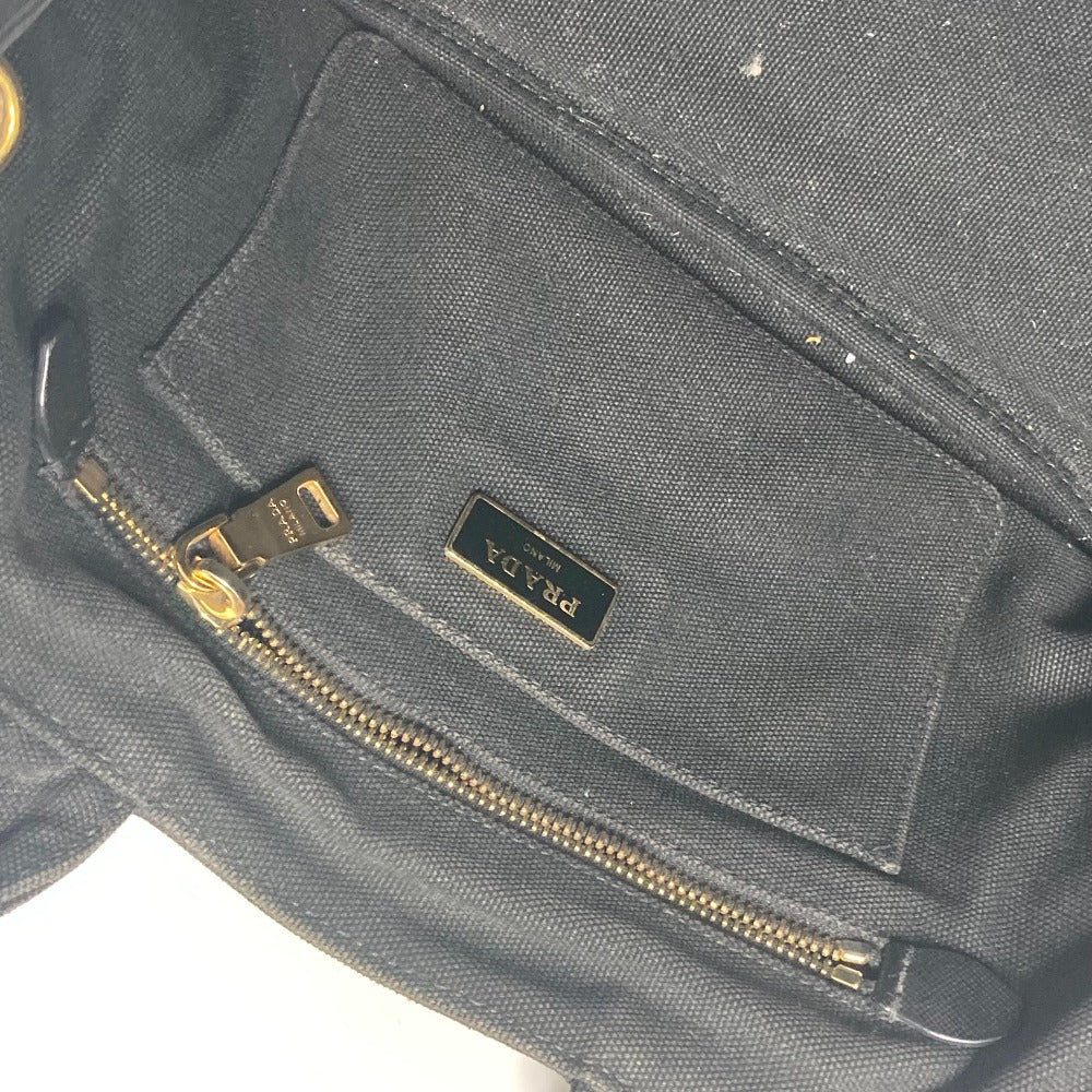 PRADA 1BG439 斜め掛け ストーン付き カナパS 2WAYバッグ ショルダーバッグ カバン ハンドバッグ トートバッグ キャンバス レディース ブラック - brandshop-reference