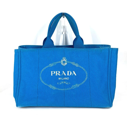 PRADA カナパ ロゴ カバン ショルダーバッグ 肩掛け トートバッグ キャンバス レディース ブルー
