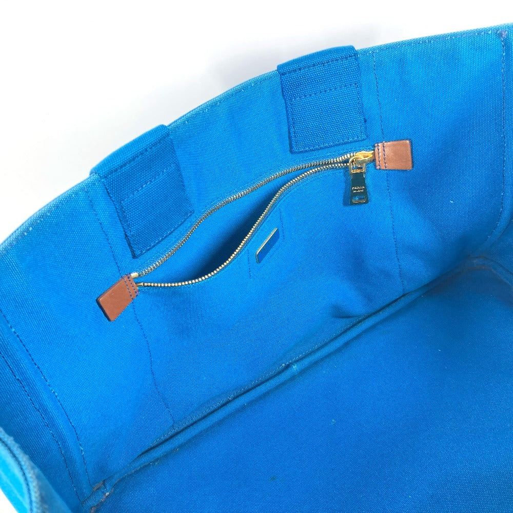 PRADA カナパ ロゴ カバン ショルダーバッグ 肩掛け トートバッグ キャンバス レディース ブルー - brandshop-reference