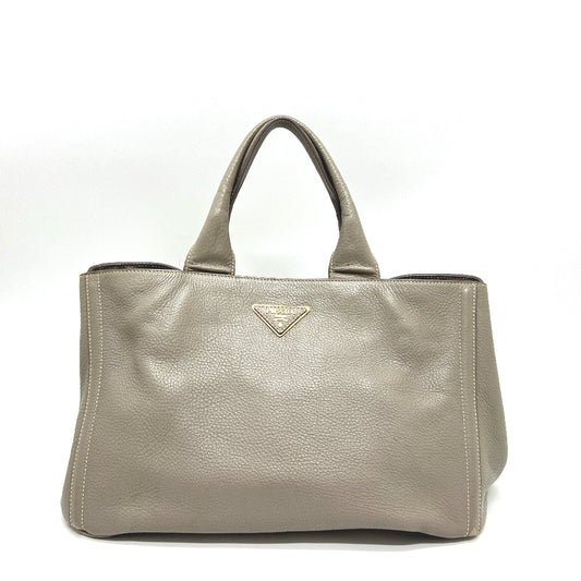 PRADA BN1872 Logo Canapa Handbag Large Capacity Tote Bag Leather Women's Gray