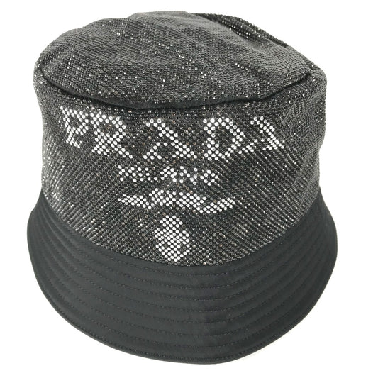 PRADA 1HC137 Logo Studded Bucket Hat, Bob Hat, Nylon, Men's, Black