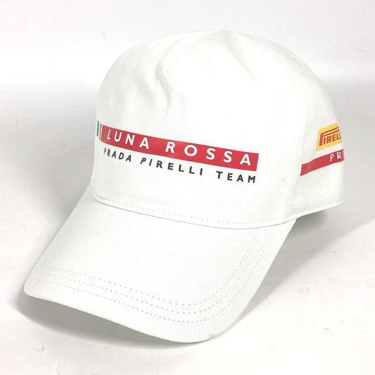 PRADA Logo Luna Rossa Hat, Baseball Cap, Cotton, Men's, White