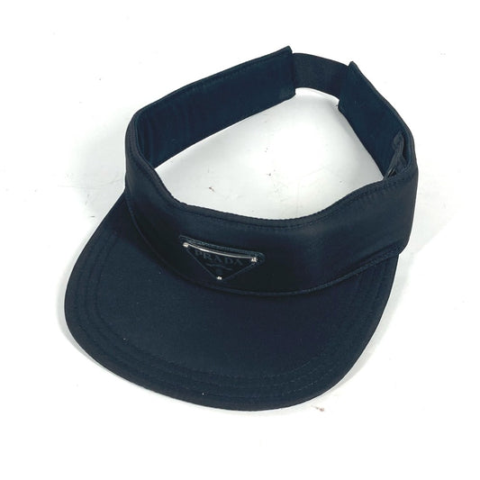 PRADA トライアングルロゴ 三角ロゴ プレート 帽子 バイザー サンバイザー ナイロン レディース ブラック - brandshop-reference