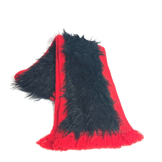 PRADA Bicolor fur Scarf wool / cotton Black/Red Used