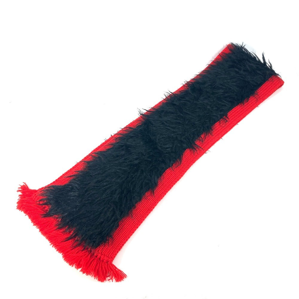 Prada Two-Tone Fur Scarf in Wool and Black