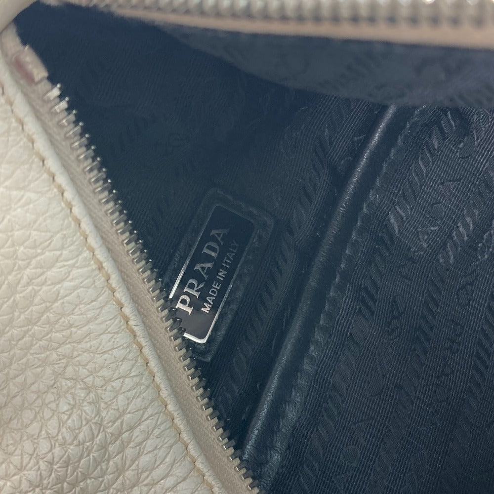 PRADA 2VZ098 Triangle Logo Cross Vitello Dino Leather Shoulder Bag/Body Bag in Off-White/White