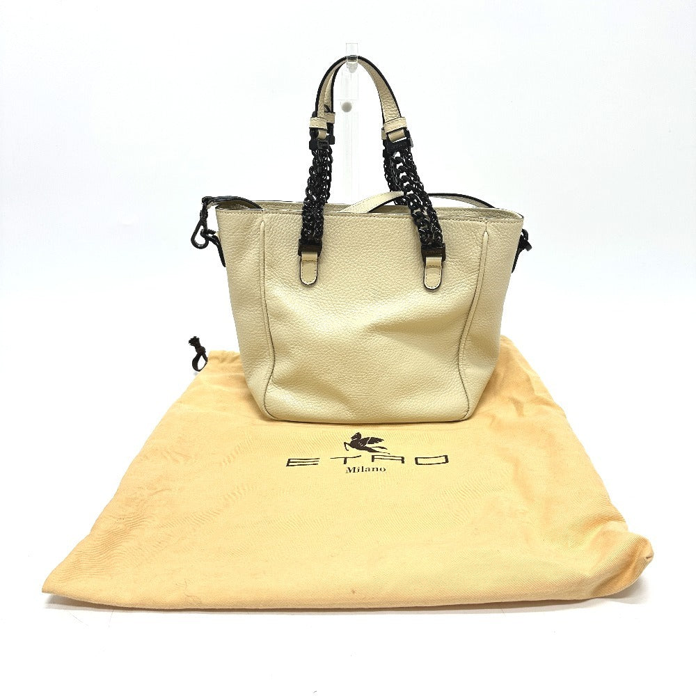 ETRO 2-Way Chain Shoulder Bag/Handbag Leather Women's Beige