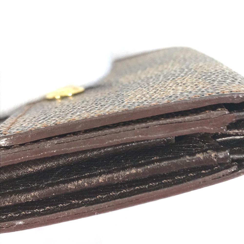 LOUIS VUITTON N61930 Damier Porte Monnaie Plat Wallet/Coin Purse in Damier Canvas, Women's, Ebene Brown