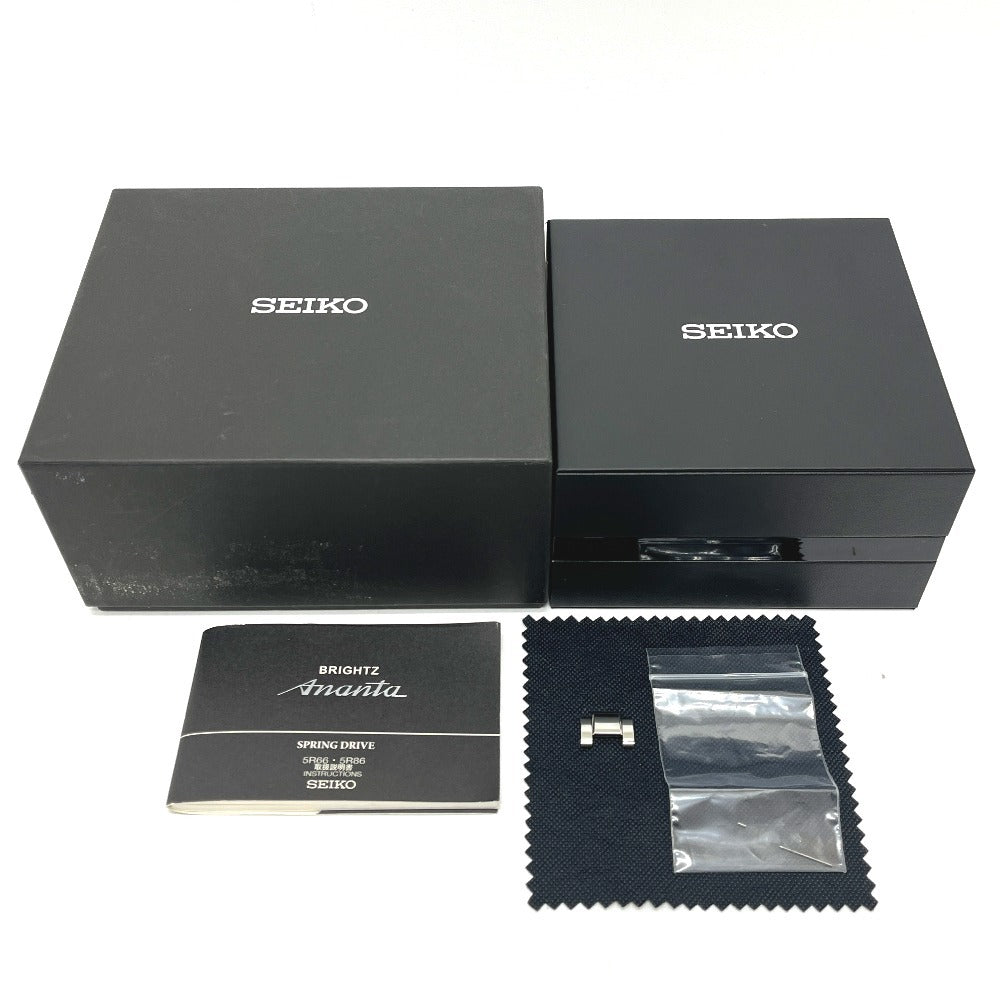 SEIKO SAEA001 5R86-0AL0 ブライツ アナンタ クロノグラフ パワーリザーブ スプリングドライブ 自動巻き 腕時計 SS メンズ シルバー
