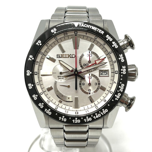SEIKO SAEA001 5R86-0AL0 ブライツ アナンタ クロノグラフ パワーリザーブ スプリングドライブ 自動巻き 腕時計 SS メンズ シルバー