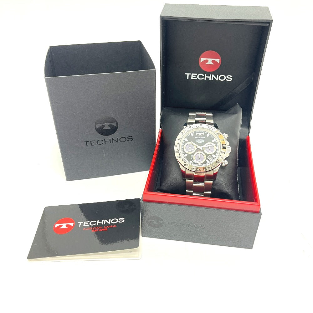 TECHNOS T9349TB Chronograph Solar-Powered Watch, Stainless Steel, Men's, Silver